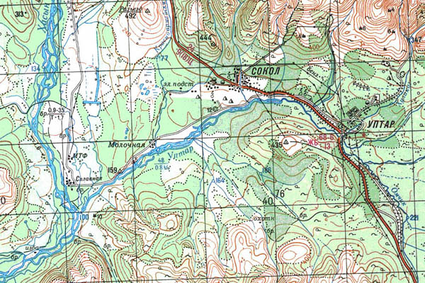 Уменьшенный фрагмент представленной топографической карты O-56-01 - Trasa.ru