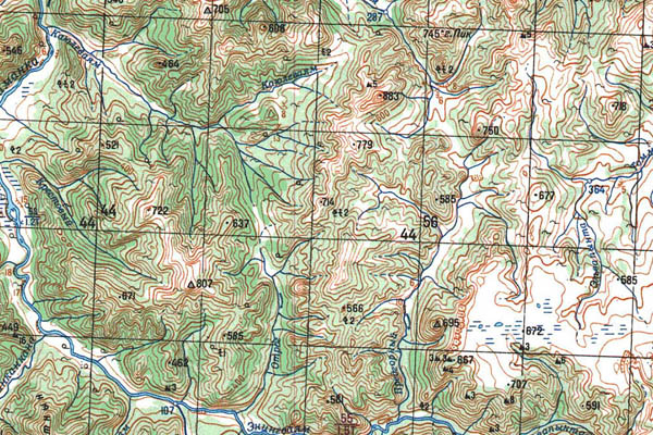 Уменьшенный фрагмент представленной топографической карты O-57-06 - Trasa.ru