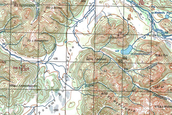 Уменьшенный фрагмент представленной топографической карты O-57-11 - Trasa.ru