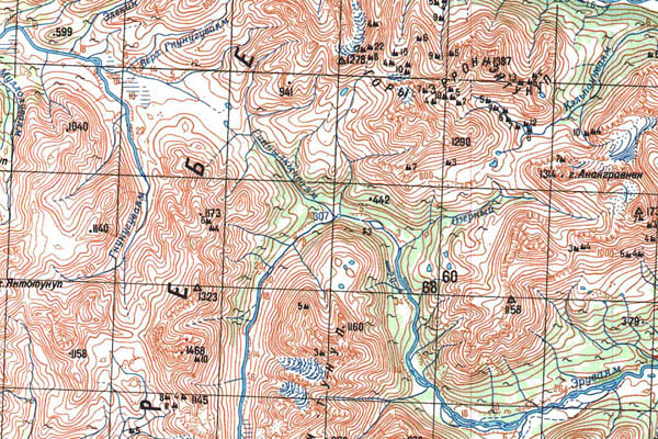 Уменьшенный фрагмент представленной топографической карты O-57-12 - Trasa.ru