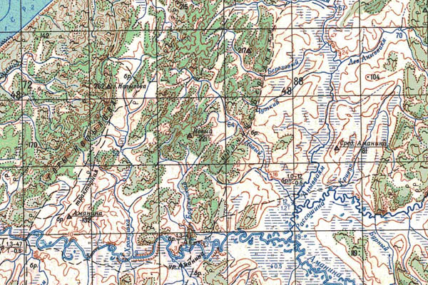 Уменьшенный фрагмент представленной топографической карты O-57-15 - Trasa.ru