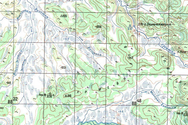 Уменьшенный фрагмент представленной топографической карты O-57-16 - Trasa.ru