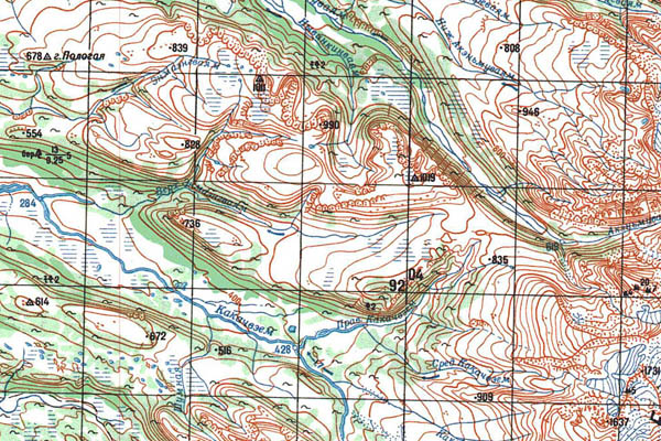 Уменьшенный фрагмент представленной топографической карты O-57-17 - Trasa.ru