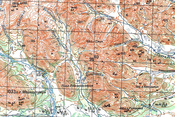 Уменьшенный фрагмент представленной топографической карты O-57-18 - Trasa.ru