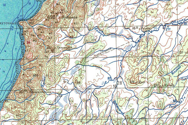 Уменьшенный фрагмент представленной топографической карты O-57-20 - Trasa.ru