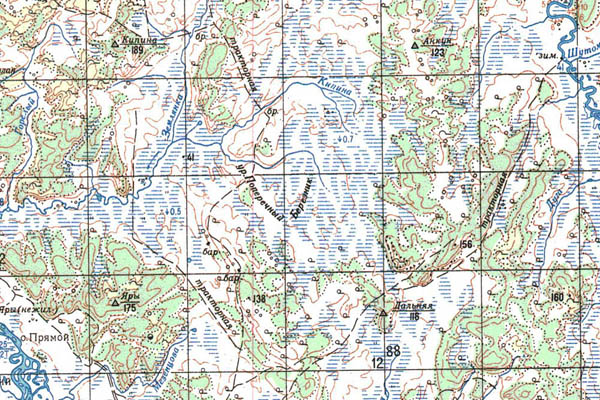 Уменьшенный фрагмент представленной топографической карты O-57-21 - Trasa.ru