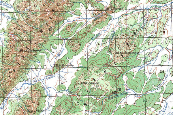 Уменьшенный фрагмент представленной топографической карты O-57-26 - Trasa.ru