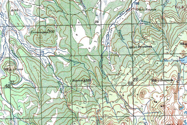 Уменьшенный фрагмент представленной топографической карты O-57-32 - Trasa.ru