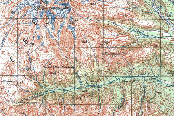 Уменьшенный фрагмент представленной топографической карты O-57-34 - Trasa.ru