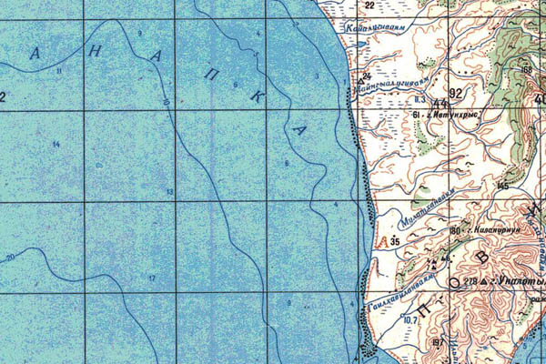 Уменьшенный фрагмент представленной топографической карты O-58-03 - Trasa.ru