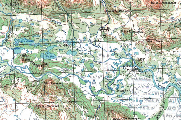 Уменьшенный фрагмент представленной топографической карты O-58-07 - Trasa.ru