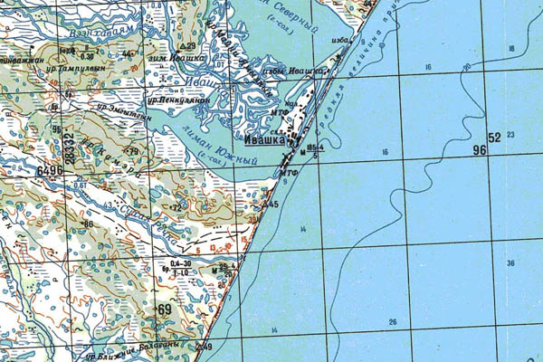 Уменьшенный фрагмент представленной топографической карты O-58-13 - Trasa.ru