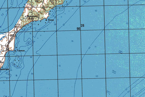 Уменьшенный фрагмент представленной топографической карты O-58-14 - Trasa.ru