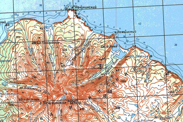 Уменьшенный фрагмент представленной топографической карты O-58-19 - Trasa.ru