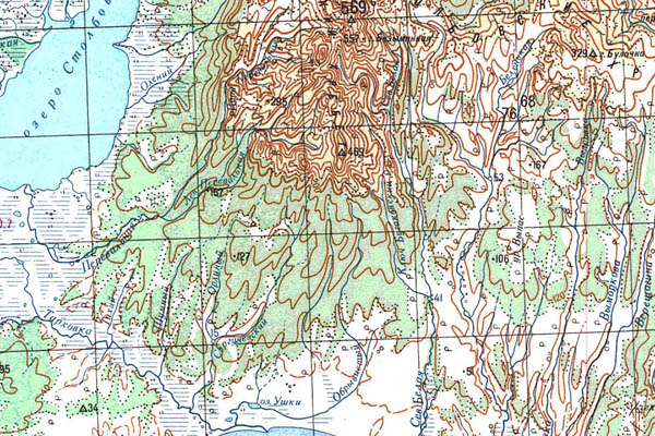 Уменьшенный фрагмент представленной топографической карты O-58-31 - Trasa.ru