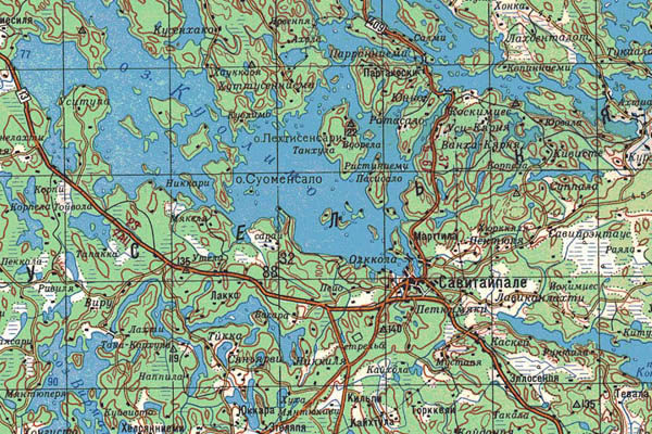 Уменьшенный фрагмент представленной топографической карты P-35-27_28 - Trasa.ru