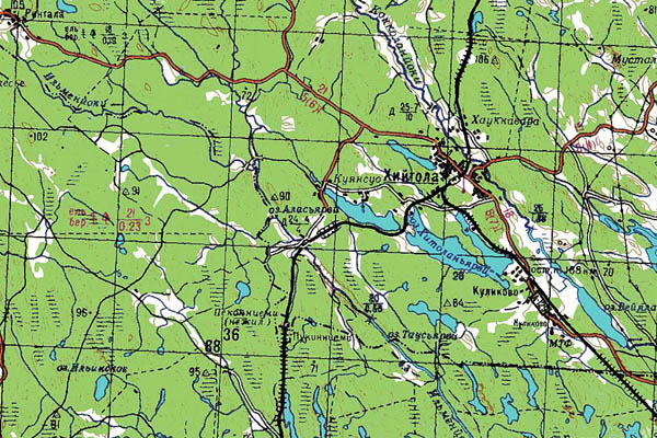 Уменьшенный фрагмент представленной топографической карты P-35-29_30 - Trasa.ru