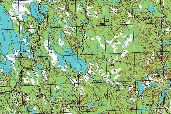 Уменьшенный фрагмент представленной топографической карты P-36-13_14 - Trasa.ru