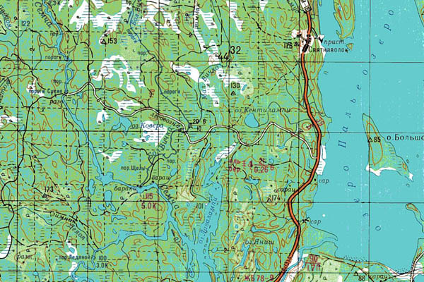 Уменьшенный фрагмент представленной топографической карты P-36-15_16 - Trasa.ru