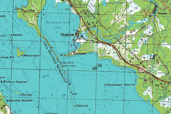 Уменьшенный фрагмент представленной топографической карты P-36-17_18 - Trasa.ru