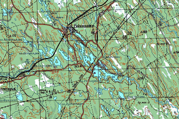 Уменьшенный фрагмент представленной топографической карты P-36-19_20 - Trasa.ru
