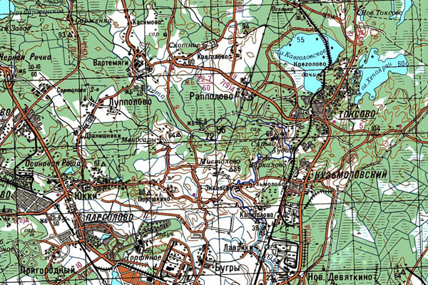 Уменьшенный фрагмент представленной топографической карты P-36-31_32 - Trasa.ru