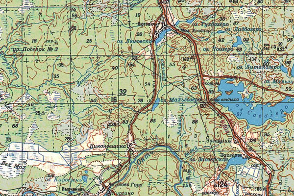Уменьшенный фрагмент представленной топографической карты P-36-33_34 - Trasa.ru