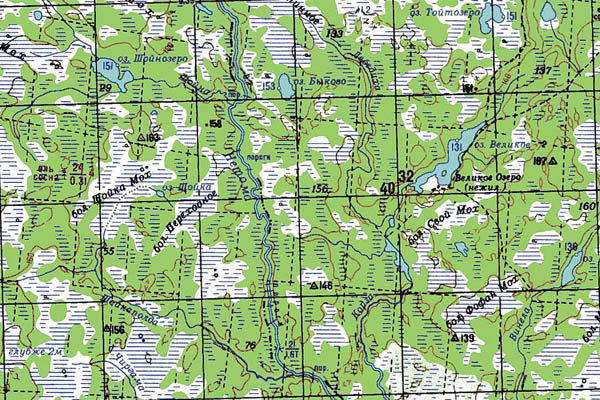 Уменьшенный фрагмент представленной топографической карты P-37-13_14 - Trasa.ru
