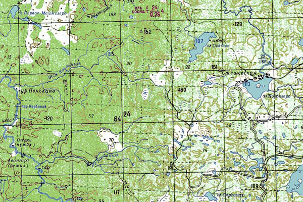 Уменьшенный фрагмент представленной топографической карты P-37-19_20 - Trasa.ru
