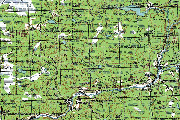 Уменьшенный фрагмент представленной топографической карты P-37-31_32 - Trasa.ru