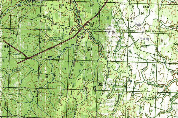 Уменьшенный фрагмент представленной топографической карты P-38-11_12 - Trasa.ru