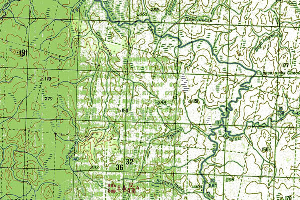 Уменьшенный фрагмент представленной топографической карты P-38-17_18 - Trasa.ru