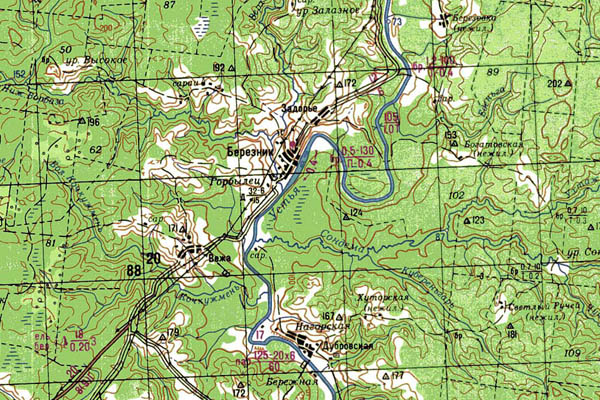 Уменьшенный фрагмент представленной топографической карты P-38-25_26 - Trasa.ru