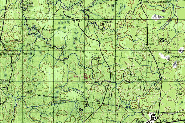 Уменьшенный фрагмент представленной топографической карты P-38-27_28 - Trasa.ru