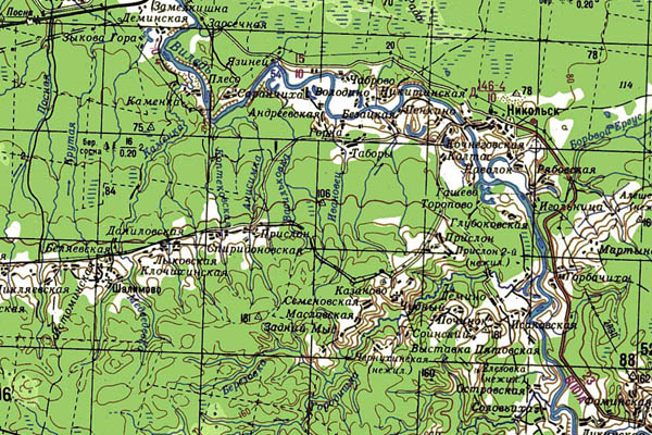 Уменьшенный фрагмент представленной топографической карты P-38-29_30 - Trasa.ru