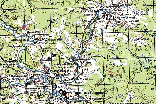 Уменьшенный фрагмент представленной топографической карты P-38-31_32 - Trasa.ru