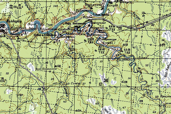 Уменьшенный фрагмент представленной топографической карты P-38-33_34 - Trasa.ru