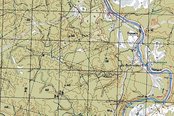 Уменьшенный фрагмент представленной топографической карты P-39-05_06 - Trasa.ru