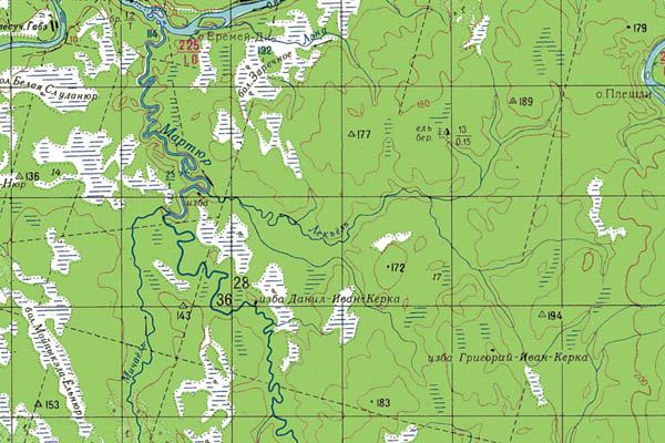 Уменьшенный фрагмент представленной топографической карты P-40-15_16 - Trasa.ru