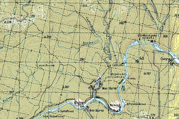 Уменьшенный фрагмент представленной топографической карты P-40-33_34 - Trasa.ru