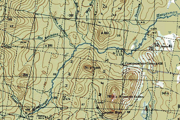 Уменьшенный фрагмент представленной топографической карты P-40-35_36 - Trasa.ru