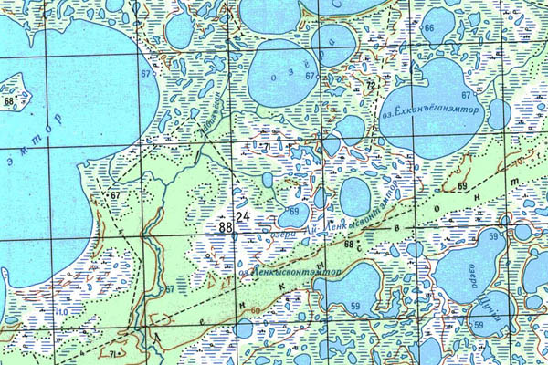 Уменьшенный фрагмент представленной топографической карты P-44-25_26 - Trasa.ru