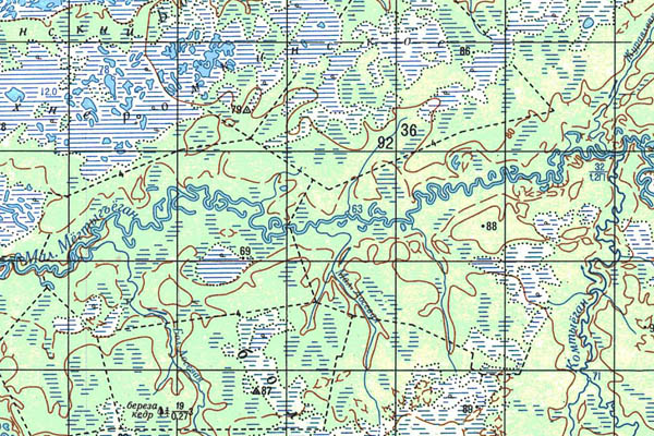 Уменьшенный фрагмент представленной топографической карты P-44-27_28 - Trasa.ru