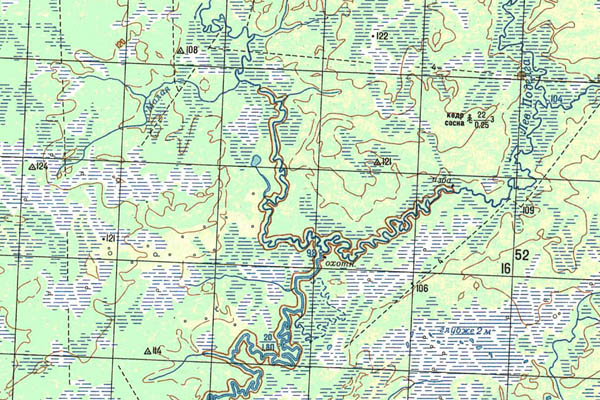 Уменьшенный фрагмент представленной топографической карты P-44-35_36 - Trasa.ru