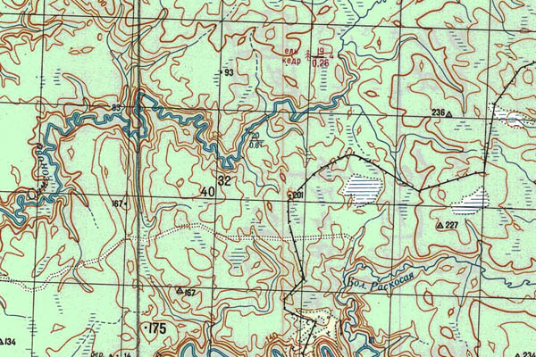 Уменьшенный фрагмент представленной топографической карты P-45-17_18 - Trasa.ru