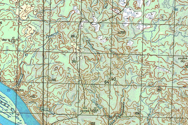 Уменьшенный фрагмент представленной топографической карты P-45-23_24 - Trasa.ru