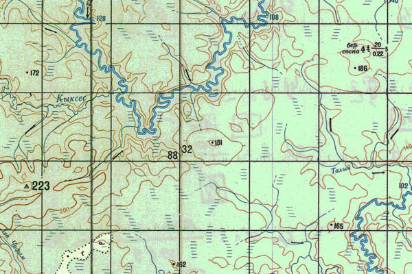Уменьшенный фрагмент представленной топографической карты P-45-27_28 - Trasa.ru
