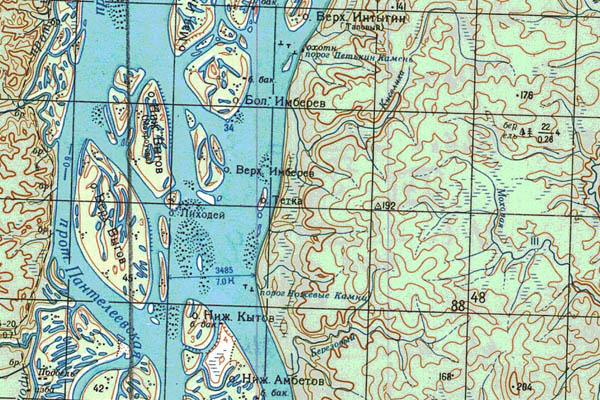 Уменьшенный фрагмент представленной топографической карты P-45-29_30 - Trasa.ru