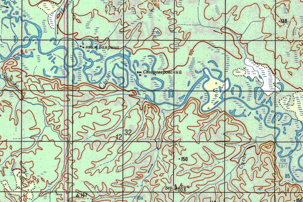 Уменьшенный фрагмент представленной топографической карты P-45-33_34 - Trasa.ru