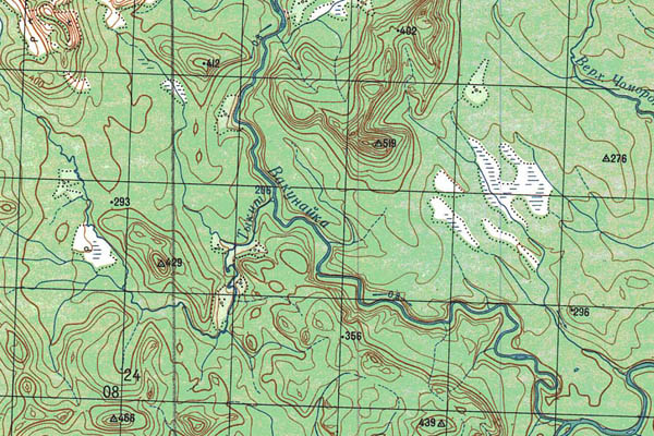 Уменьшенный фрагмент представленной топографической карты P-46-11_12 - Trasa.ru